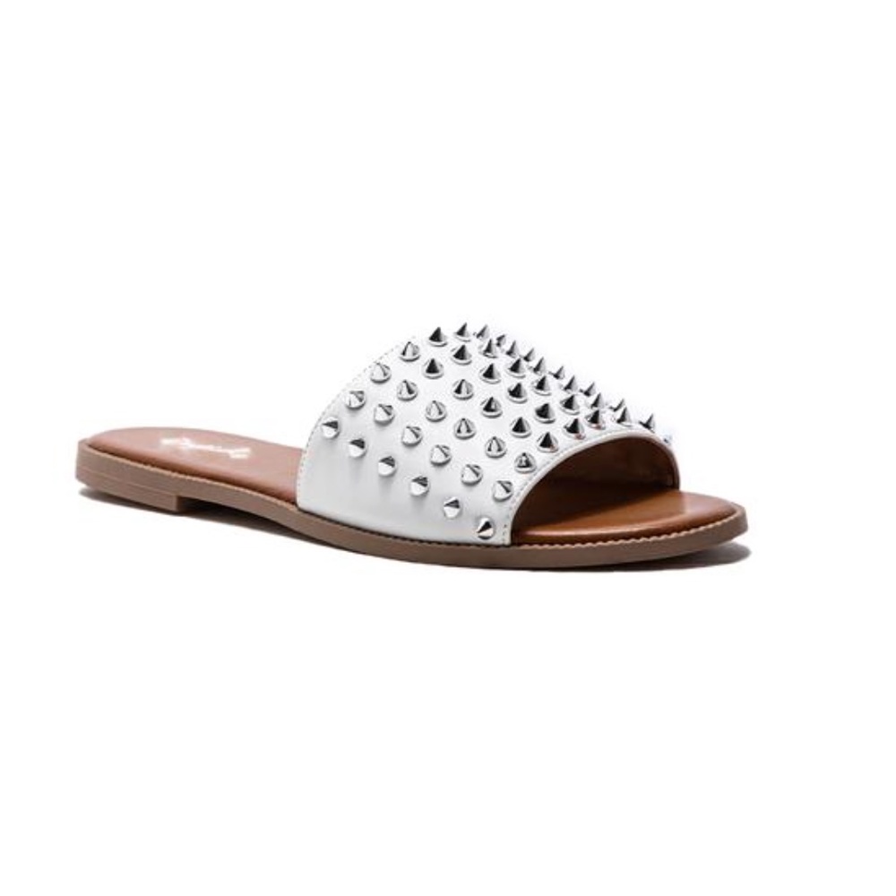Spiked Slides in White/Silver - Picture 7 of 7
